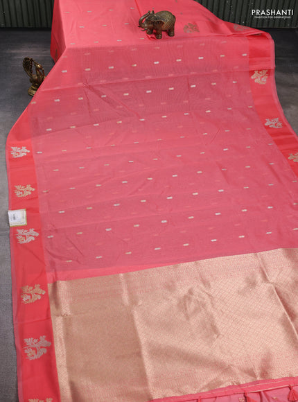 Art kota saree peach shade with allover zari woven buttas and zari woven butta border