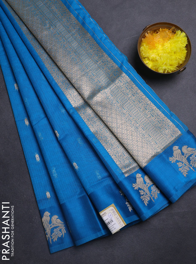 Art kota saree cs blue with allover zari woven buttas and zari woven butta border