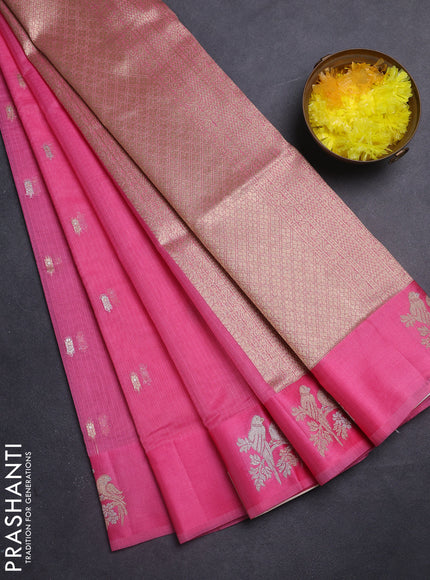 Art kota saree light pink with allover zari woven buttas and zari woven butta border