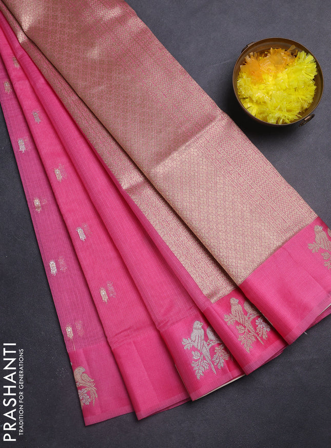 Art kota saree light pink with allover zari woven buttas and zari woven butta border