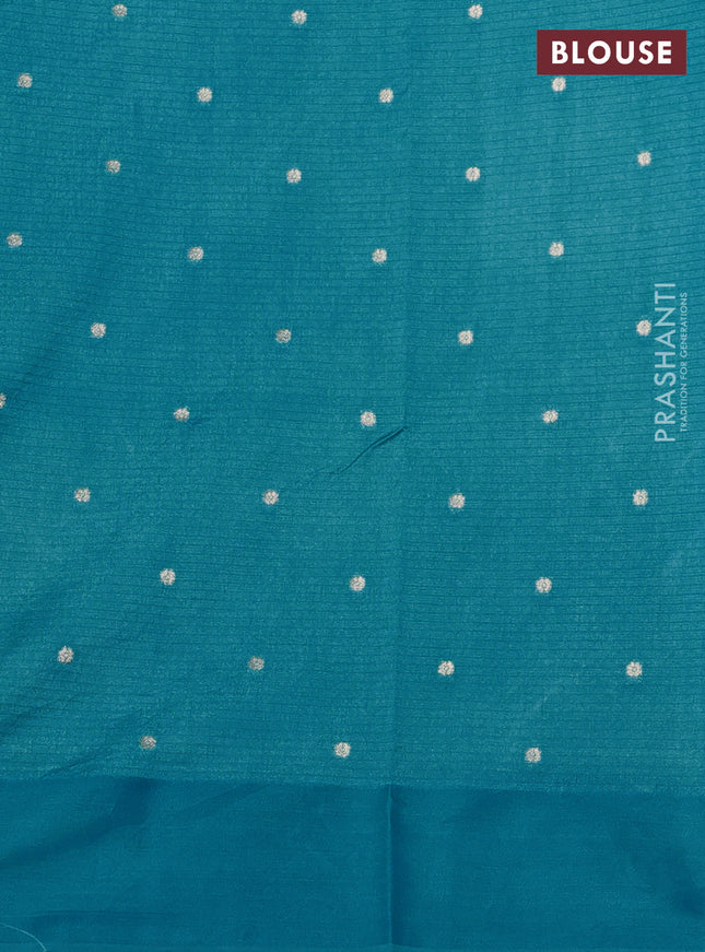 Art kota saree teal blue with allover zari woven buttas and zari woven butta border