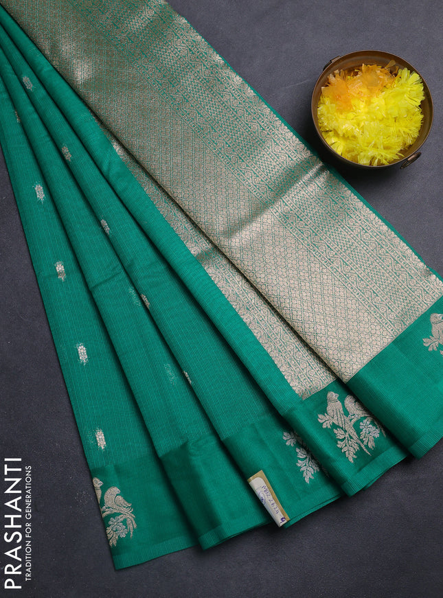 Art kota saree green with allover zari woven buttas and zari woven butta border
