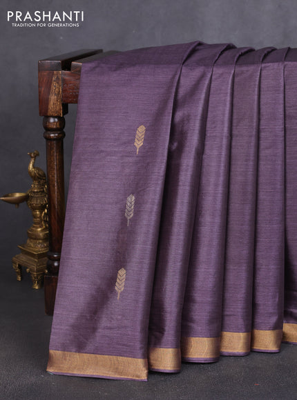 Banana silk saree jamun shade with allover thread & zari woven buttas and zari woven border