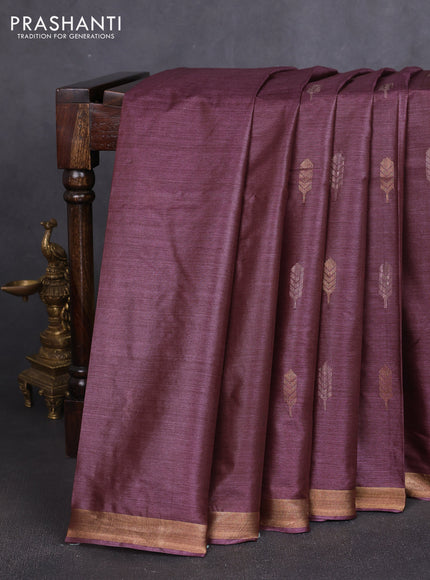 Banana silk saree deep wine shade with allover thread & zari woven buttas and zari woven border