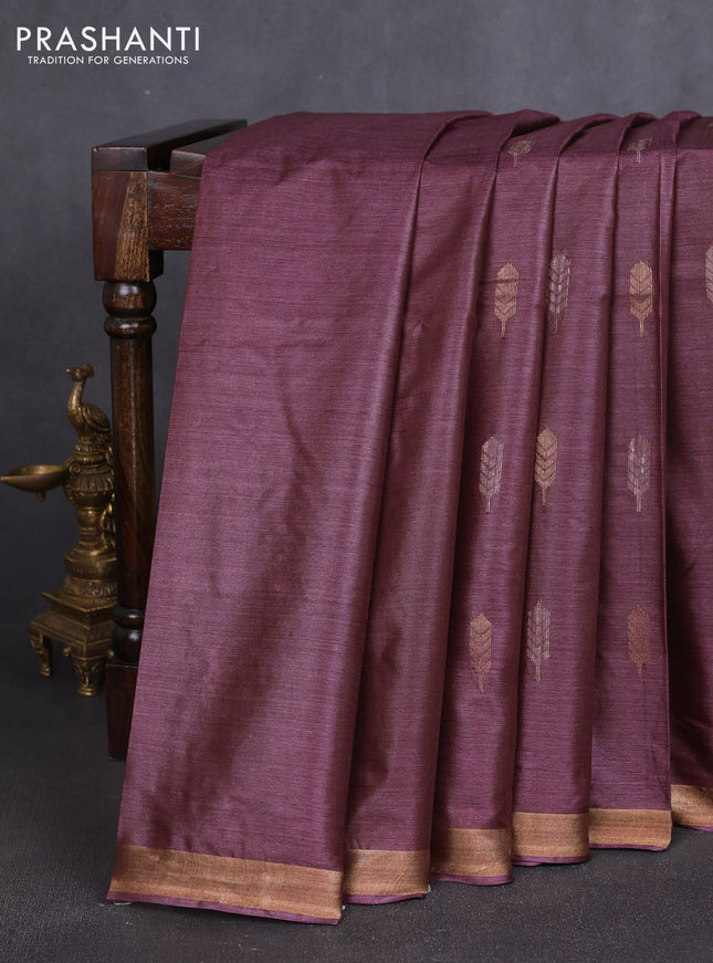 Banana silk saree deep wine shade with allover thread & zari woven buttas and zari woven border