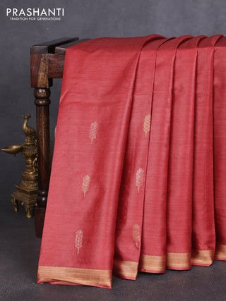 Banana silk saree maroon with allover thread & zari woven buttas and zari woven border