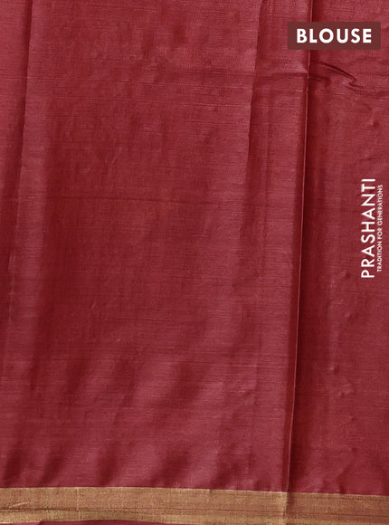 Banana silk saree maroon with allover thread & zari woven buttas and zari woven border