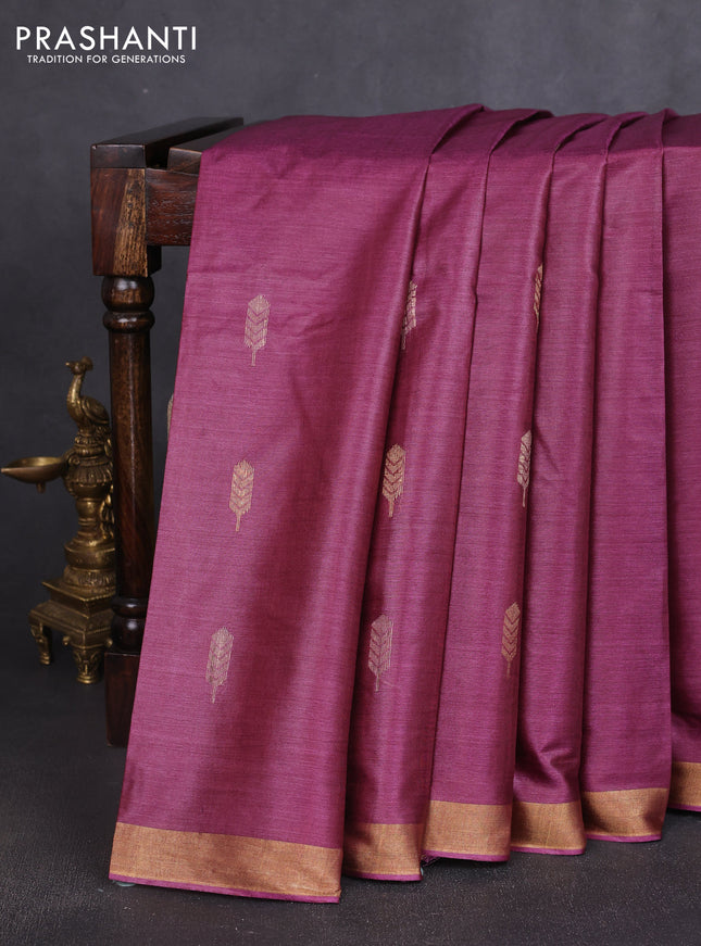 Banana silk saree mauve pink with allover thread & zari woven buttas and zari woven border