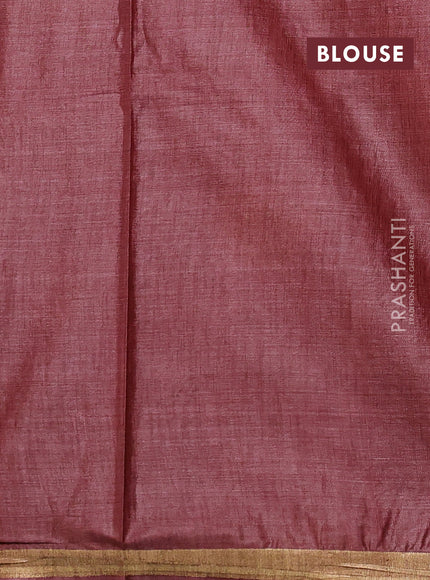 Banana silk saree rust shade with allover thread & zari woven buttas and zari woven border