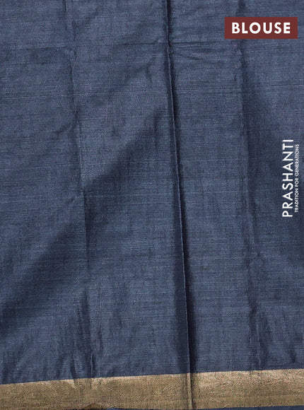 Banana silk saree dark grey with allover thread & zari woven butta and zari woven border