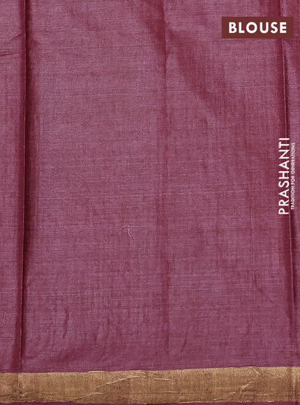 Banana silk saree wine shade with allover thread & zari woven butta and zari woven border