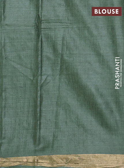 Banana silk saree green with allover thread & zari woven butta and zari woven border