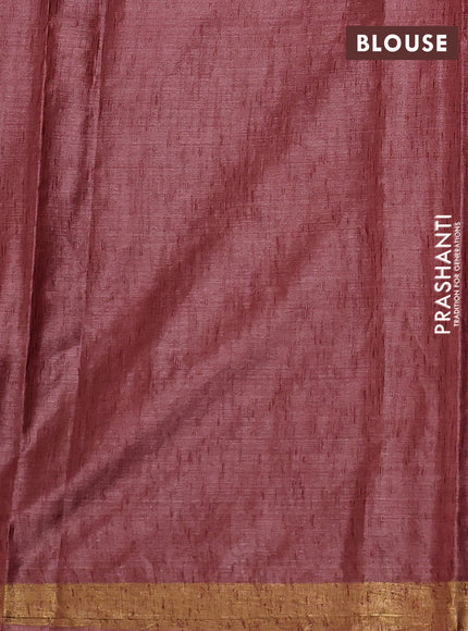 Banana silk saree rust shade with silver & zari woven buttas and zari woven border