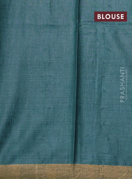 Banana silk saree peacock green with silver & zari woven buttas and zari woven border
