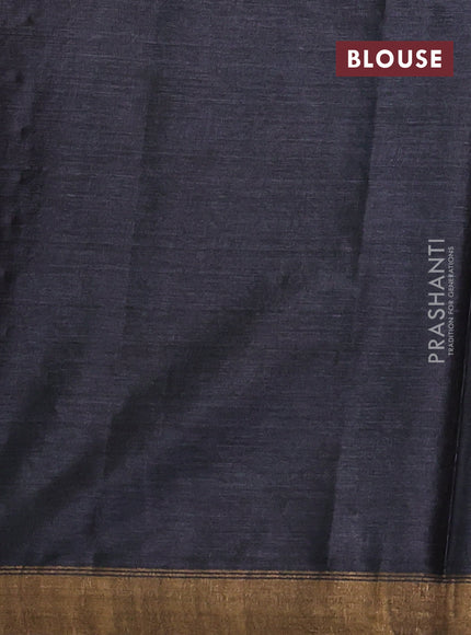 Banana silk saree black with silver & zari woven buttas and zari woven border