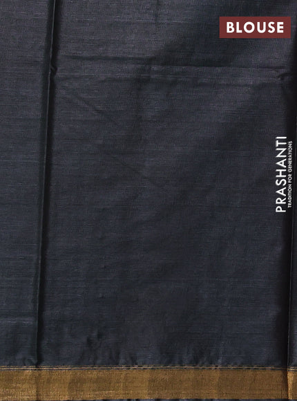 Banana silk saree rust shade and green with silver & zari woven buttas and zari woven border