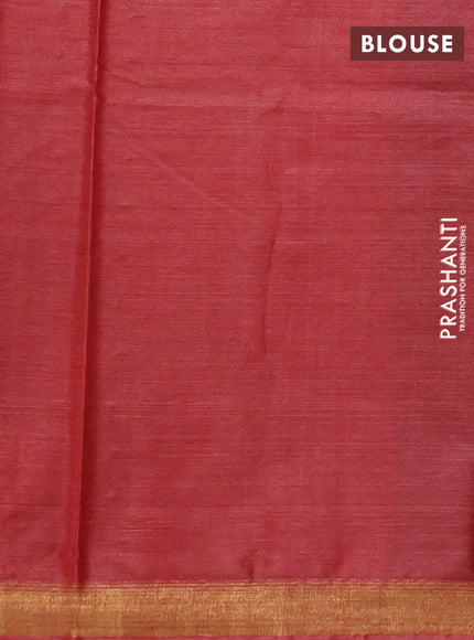 Banana silk saree elephant grey and red with silver & zari woven buttas and zari woven border