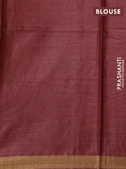 Banana silk saree rust shade with thread & zari woven buttas and zari woven border