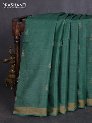 Banana silk saree green with thread & zari woven buttas and zari woven border