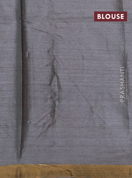 Banana silk saree grey with thread & zari woven buttas and zari woven border