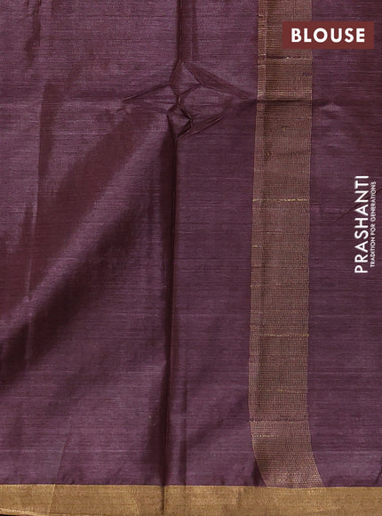 Banana silk saree deep wine shade with allover zari stripe pattern and zari woven border