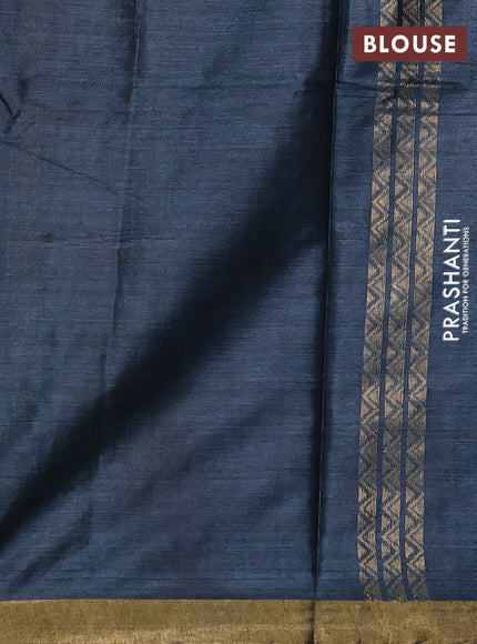 Banana silk saree peacock green with thread & zari woven buttas and zari woven border