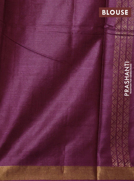 Banana silk saree dark magenta with thread & zari woven buttas and zari woven border