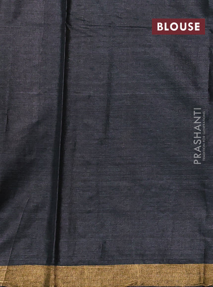 Banana silk saree dark grey with thread & zari woven buttas and zari woven border