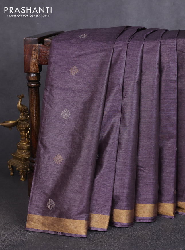 Banana silk saree deep wine shade with thread & zari woven buttas and zari woven border