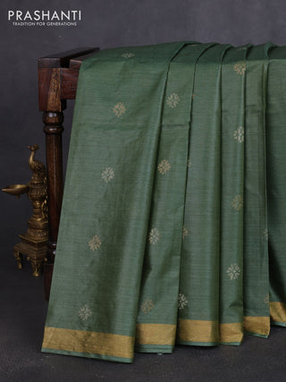 Banana silk saree light green with thread & zari woven buttas and zari woven border