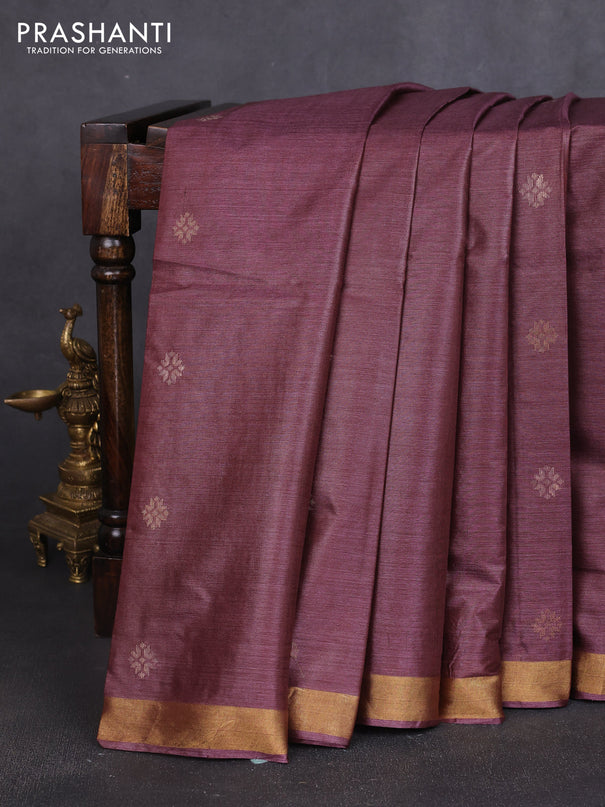 Banana silk saree mauve pink with thread & zari woven buttas and zari woven border