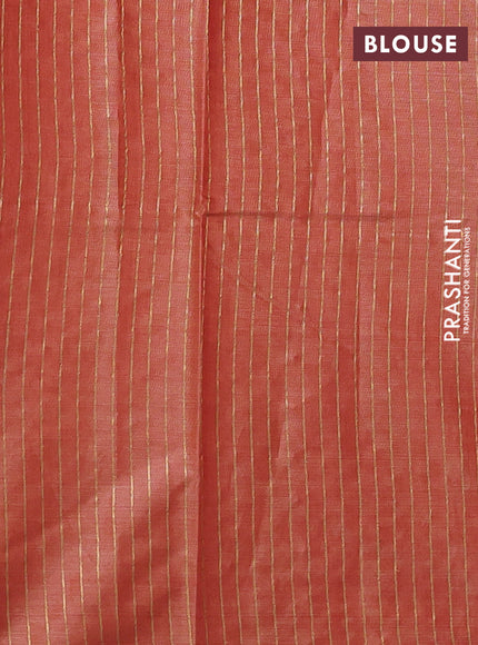 Banana silk saree rustic orange with thread & zari woven buttas and zari woven border
