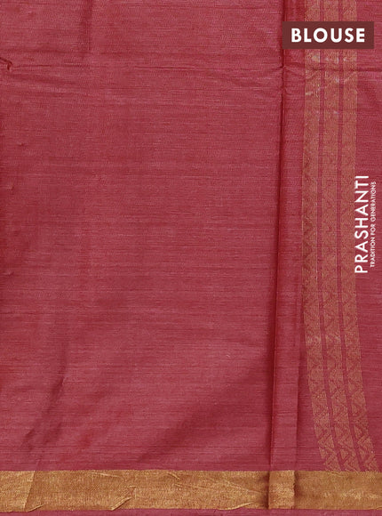 Banana silk saree red shade with thread & zari woven buttas and zari woven border