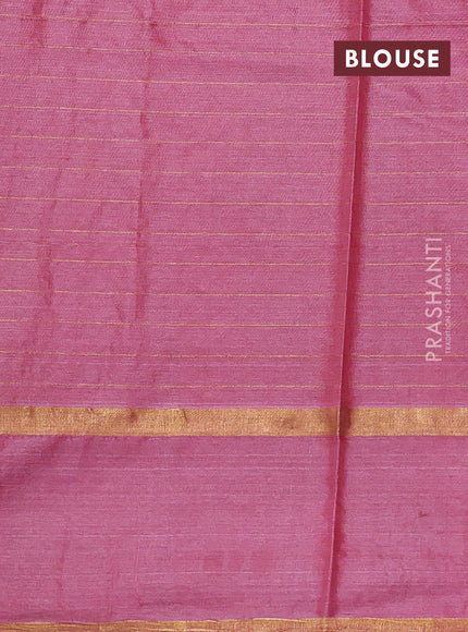 Banana silk saree pastel purple and pink with allover zari checked pattern and rettapet zari woven border