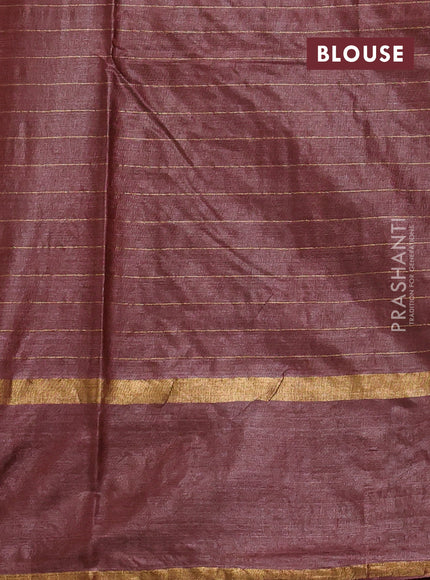 Banana silk saree black and rust shade with allover zari checked pattern and rettapet zari woven border