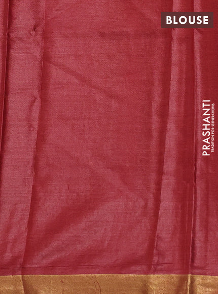 Banana silk saree red with allover thread & zari woven buttas and zari woven border