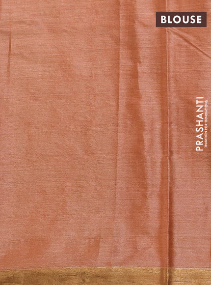 Banana silk saree rust shade with thread & zari woven buttas and zari woven border