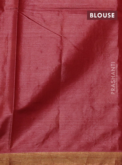 Banana silk saree rust shade with thread & zari woven buttas and zari woven border