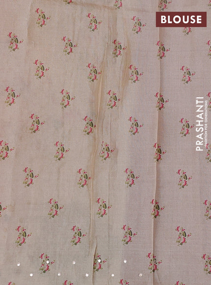Pure tussar silk saree maroon and beige with kalamkari applique work and kalamkari prints & pita work pallu