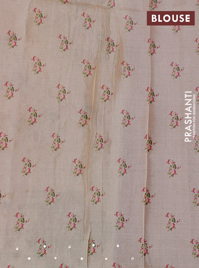 Pure tussar silk saree maroon and beige with kalamkari applique work and kalamkari prints & pita work pallu