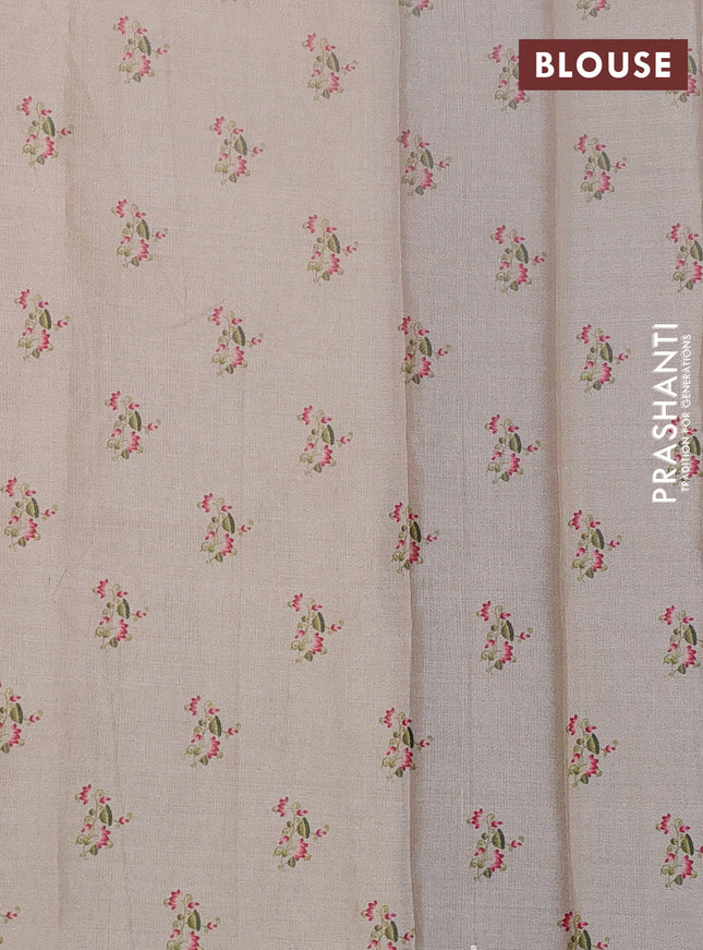 Pure tussar silk saree pastel wine shade and beige with kalamkari applique work and kalamkari prints & pita work pallu