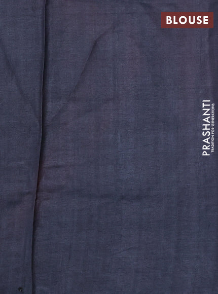 Pure tussar silk saree red and black with mirror embroidery work and prints & embroidery work pallu