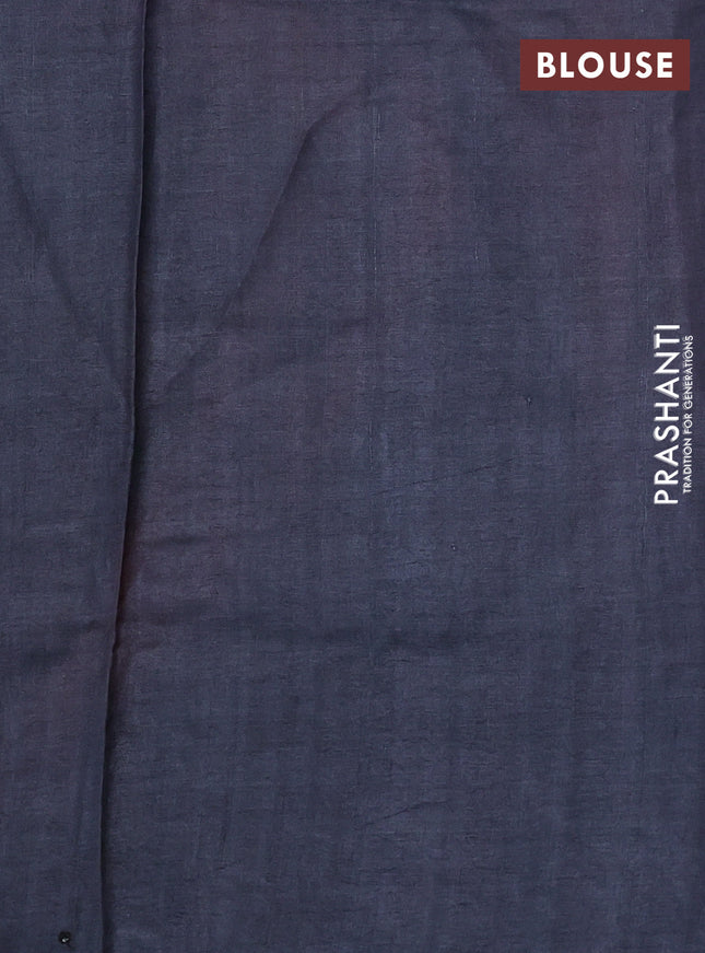 Pure tussar silk saree red and black with mirror embroidery work and prints & embroidery work pallu