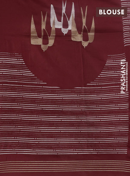 Pure tussar silk saree maroon with embroidery work buttas and embroidery work border