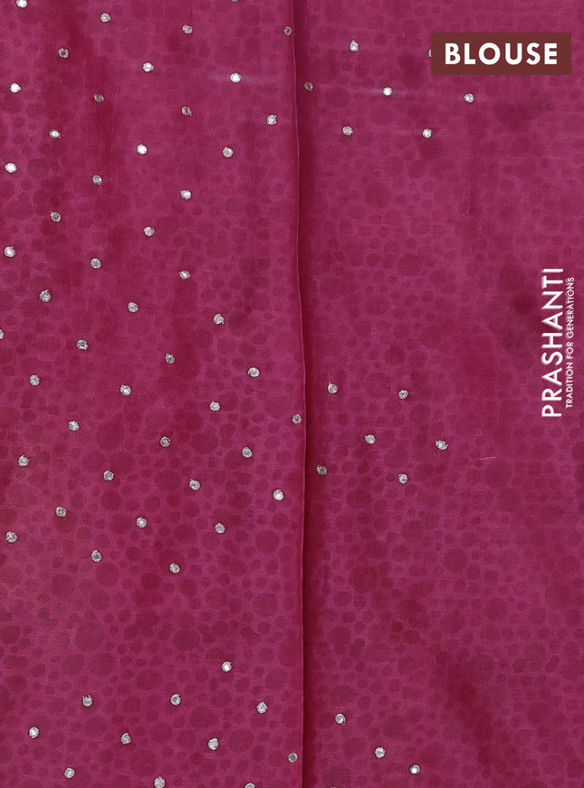 Pure tussar silk saree teal green and pink with prints & pita work and kantah stitch work border