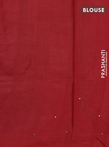 Pure tussar silk saree mustard yellow and maroon with mirror embroidery work and prints & embroidery work pallu