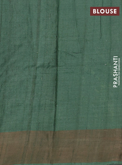 Pure tussar silk saree pastel green and green with allover prints & pita work and zari woven border