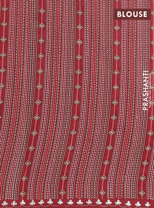 Pure tussar silk saree rustic brown with mirror embroidey work and embroidery work pallu