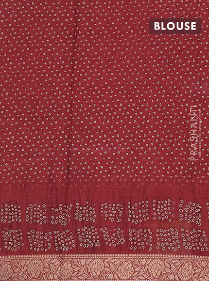 Linen tussar partly saree pastel green and maroon with kalamkari prints and bandhani printed pallu