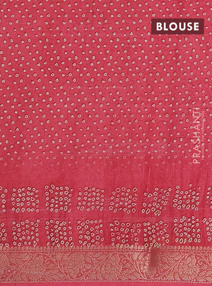 Linen tussar partly saree pastel brown and pink with kalamkari prints and bandhani printed pallu